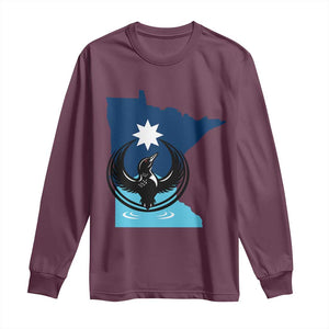 Minnesota Loon Rising Long Sleeve Shirt Star Emblem MN State Flag Pride TS02 Maroon Print Your Wear