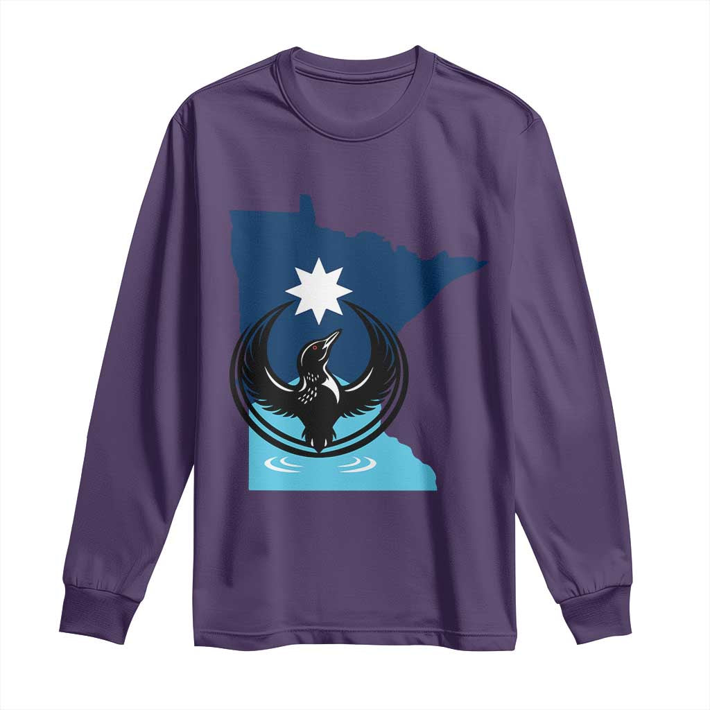 Minnesota Loon Rising Long Sleeve Shirt Star Emblem MN State Flag Pride TS02 Purple Print Your Wear