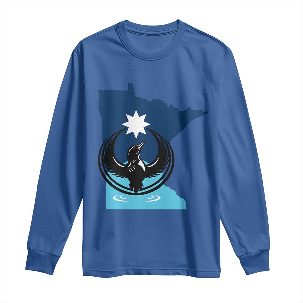 Minnesota Loon Rising Long Sleeve Shirt Star Emblem MN State Flag Pride TS02 Royal Blue Print Your Wear