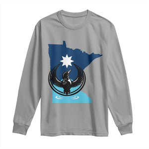 Minnesota Loon Rising Long Sleeve Shirt Star Emblem MN State Flag Pride TS02 Sport Gray Print Your Wear