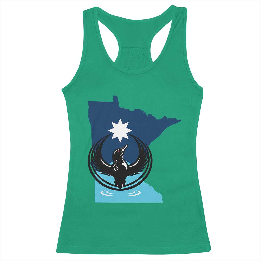 Minnesota Loon Rising Racerback Tank Top Star Emblem MN State Flag Pride TS02 Irish Green Print Your Wear