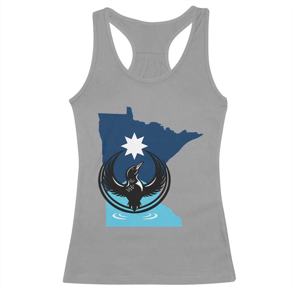 Minnesota Loon Rising Racerback Tank Top Star Emblem MN State Flag Pride TS02 Sport Gray Print Your Wear