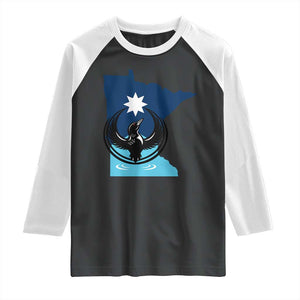 Minnesota Loon Rising Raglan Shirt Star Emblem MN State Flag Pride TS02 Black White Print Your Wear
