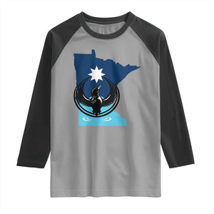Minnesota Loon Rising Raglan Shirt Star Emblem MN State Flag Pride TS02 Sport Gray Black Print Your Wear