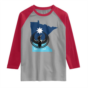 Minnesota Loon Rising Raglan Shirt Star Emblem MN State Flag Pride TS02 Sport Gray Red Print Your Wear