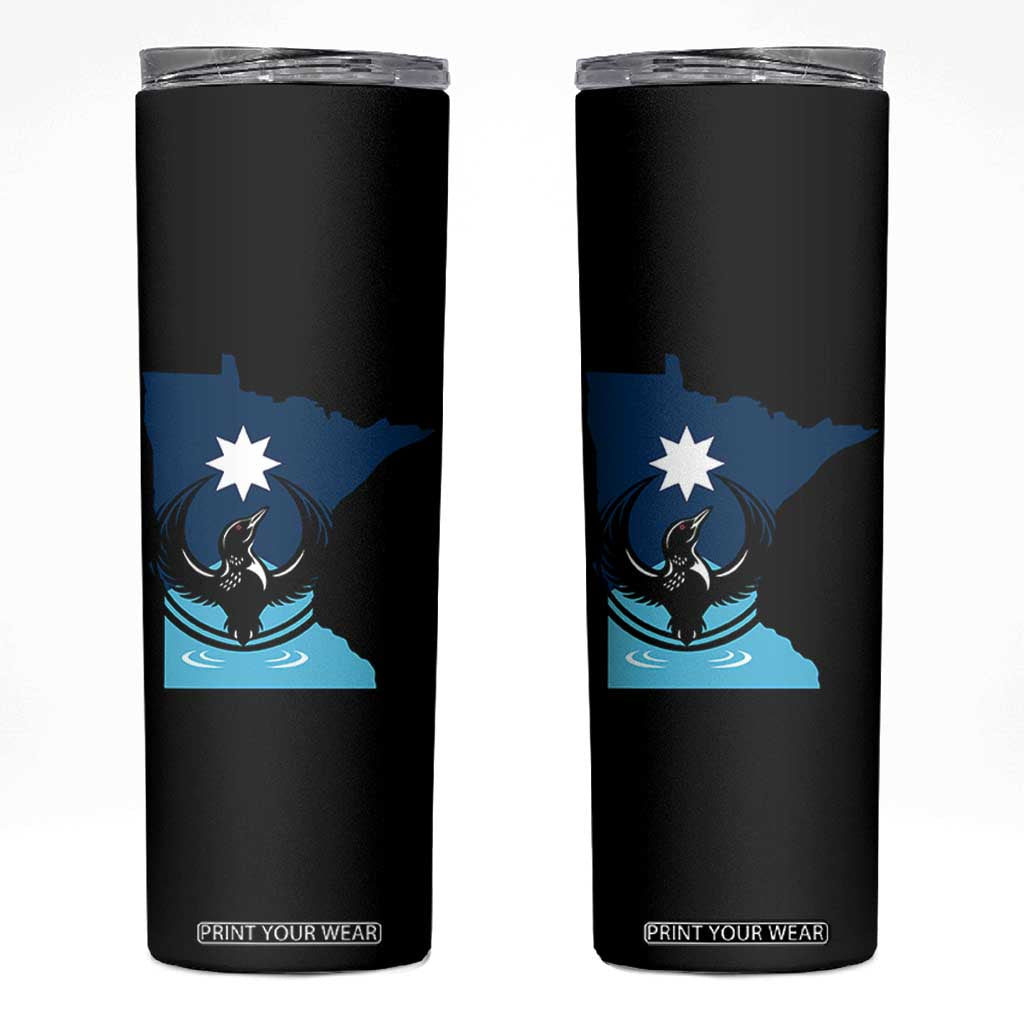 Minnesota Loon Rising Skinny Tumbler Star Emblem MN State Flag Pride TS02 Black Print Your Wear