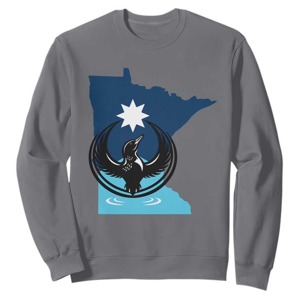 Minnesota Loon Rising Sweatshirt Star Emblem MN State Flag Pride TS02 Charcoal Print Your Wear