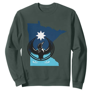 Minnesota Loon Rising Sweatshirt Star Emblem MN State Flag Pride TS02 Dark Forest Green Print Your Wear