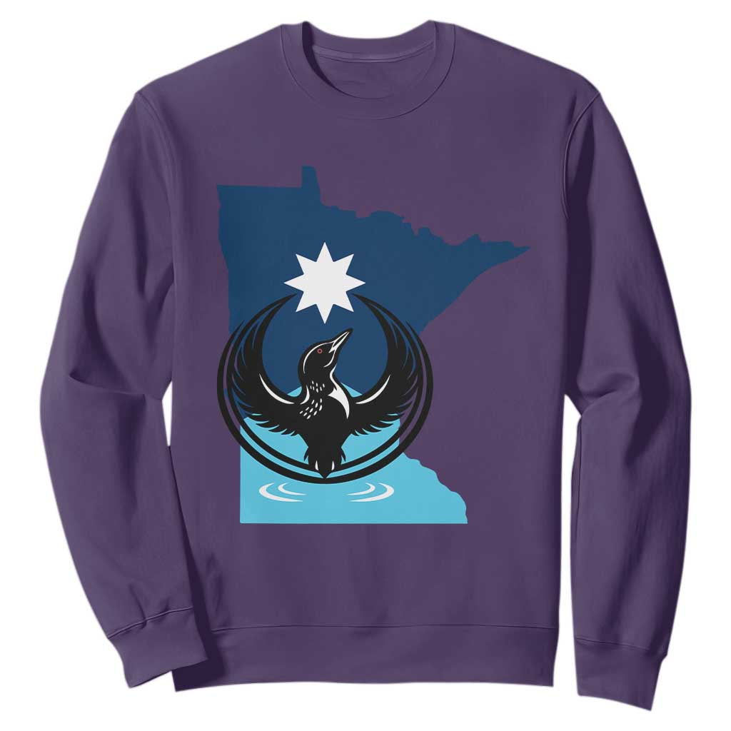 Minnesota Loon Rising Sweatshirt Star Emblem MN State Flag Pride TS02 Purple Print Your Wear