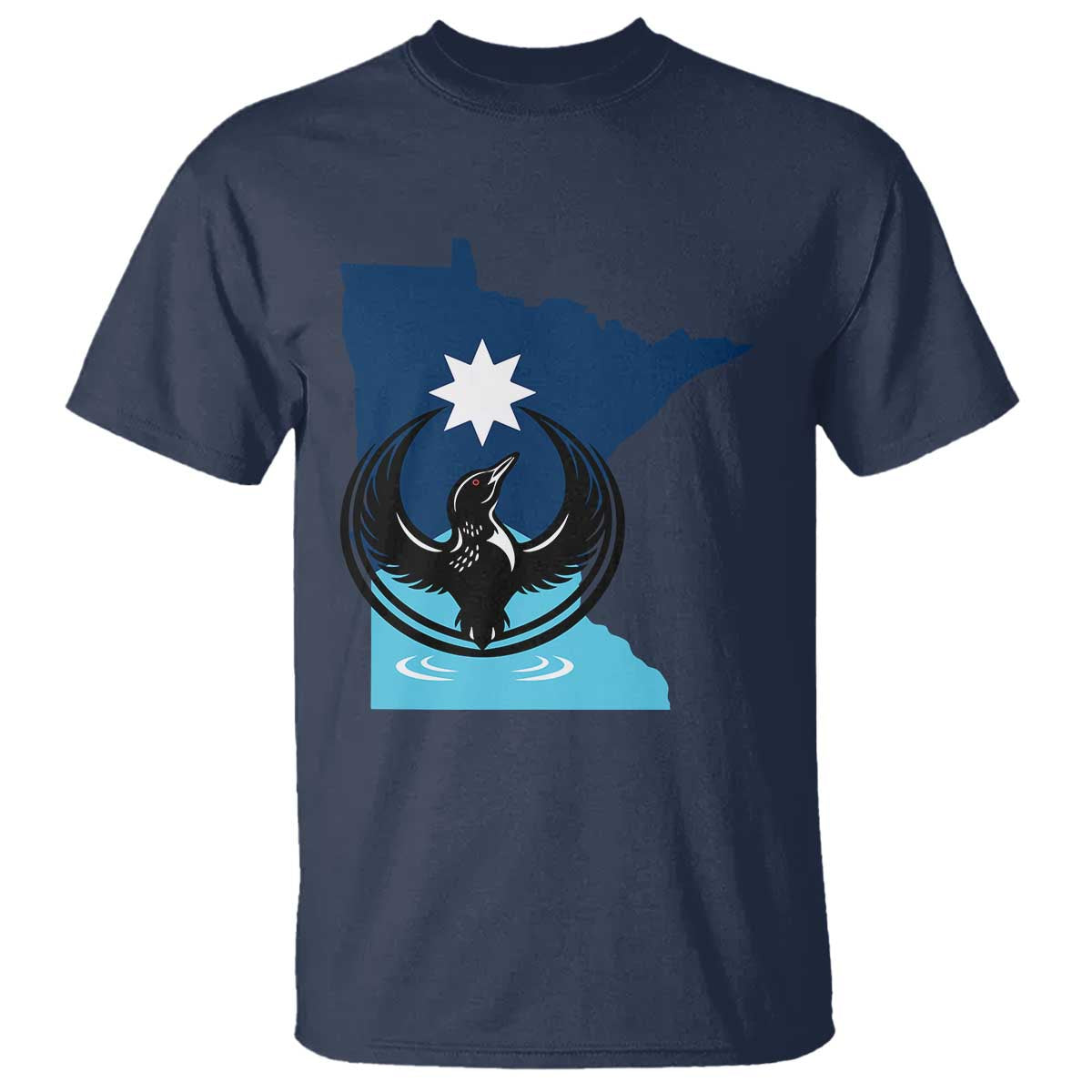 Minnesota Loon Rising T Shirt Star Emblem MN State Flag Pride TS02 Navy Print Your Wear