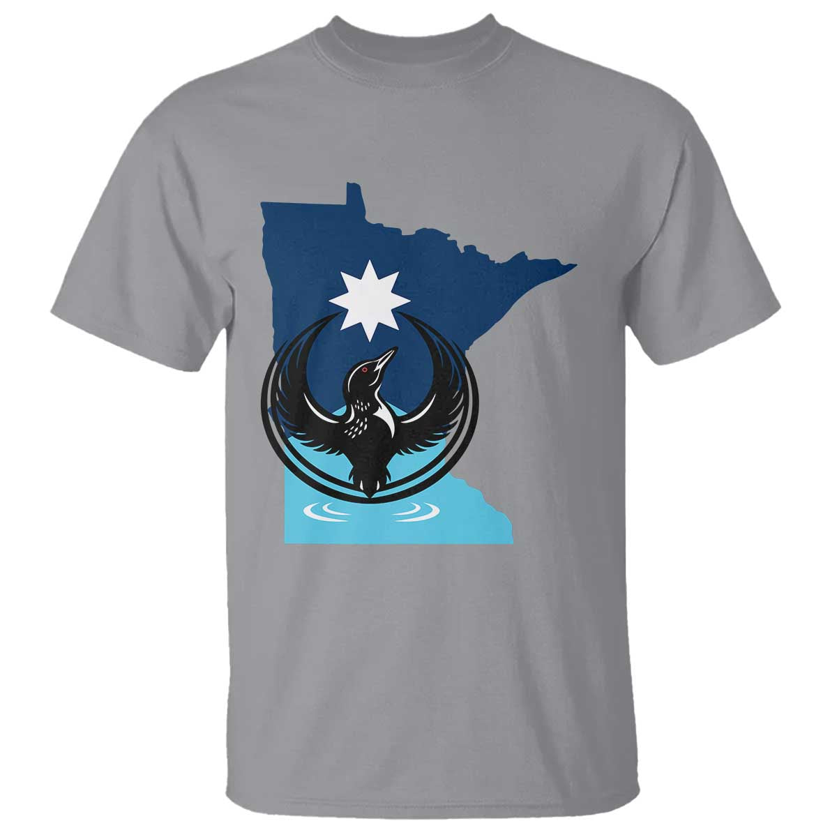 Minnesota Loon Rising T Shirt Star Emblem MN State Flag Pride TS02 Sport Gray Print Your Wear