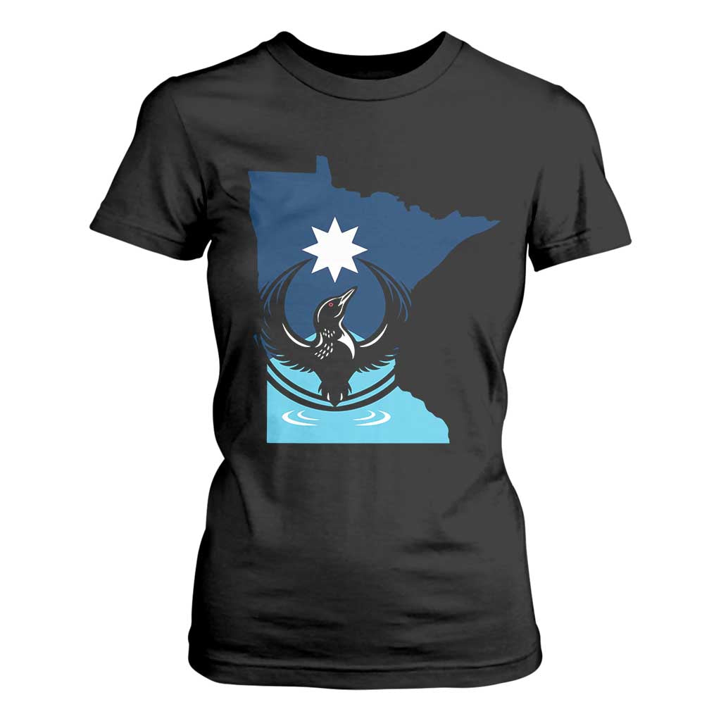 Minnesota Loon Rising T Shirt For Women Star Emblem MN State Flag Pride TS02 Black Print Your Wear