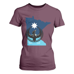 Minnesota Loon Rising T Shirt For Women Star Emblem MN State Flag Pride TS02 Maroon Print Your Wear