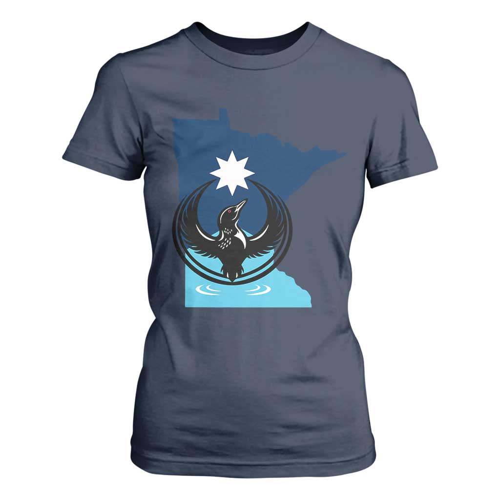 Minnesota Loon Rising T Shirt For Women Star Emblem MN State Flag Pride TS02 Navy Print Your Wear