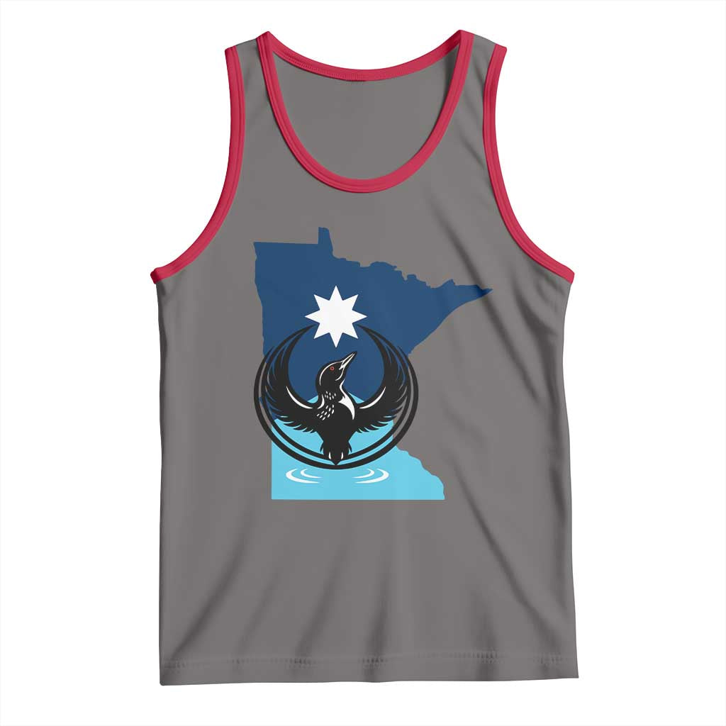 Minnesota Loon Rising Tank Top Star Emblem MN State Flag Pride TS02 Deep Heather Red Print Your Wear