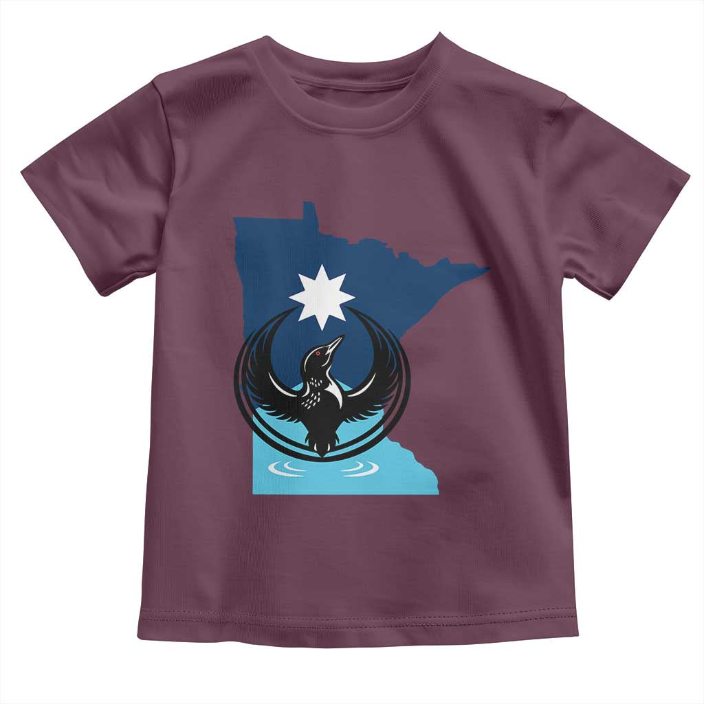 Minnesota Loon Rising Toddler T Shirt Star Emblem MN State Flag Pride TS02 Maroon Print Your Wear