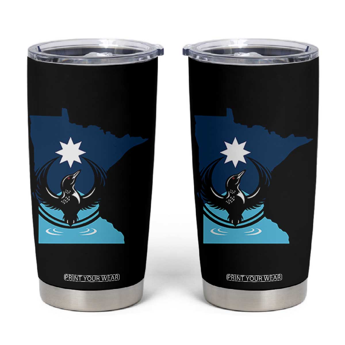 Minnesota Loon Rising Tumbler Cup Star Emblem MN State Flag Pride TS02 Black Print Your Wear