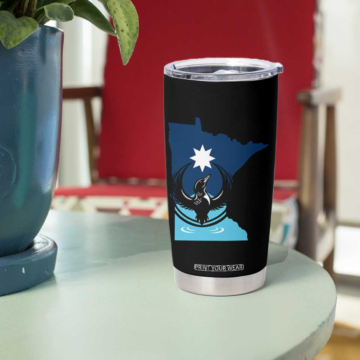 Minnesota Loon Rising Tumbler Cup Star Emblem MN State Flag Pride TS02 Print Your Wear