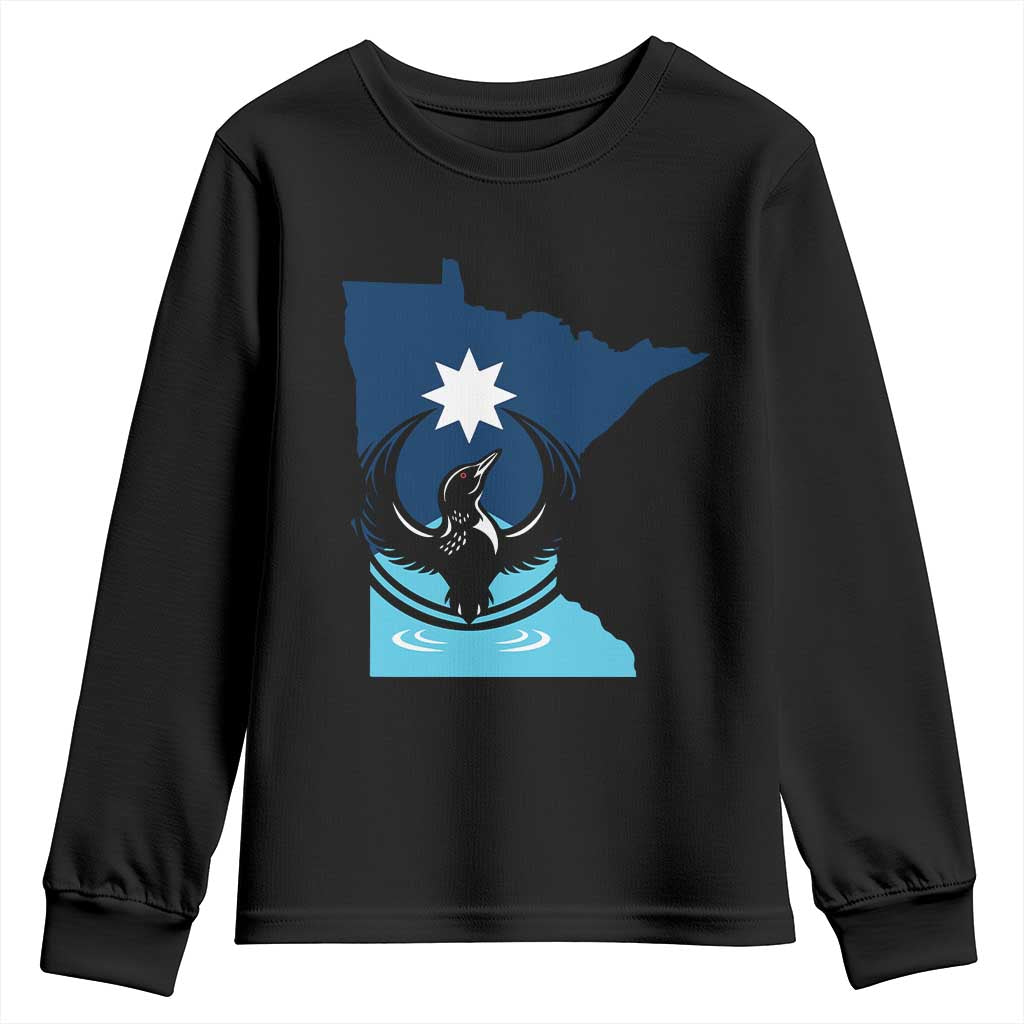 Minnesota Loon Rising Youth Sweatshirt Star Emblem MN State Flag Pride TS02 Black Print Your Wear