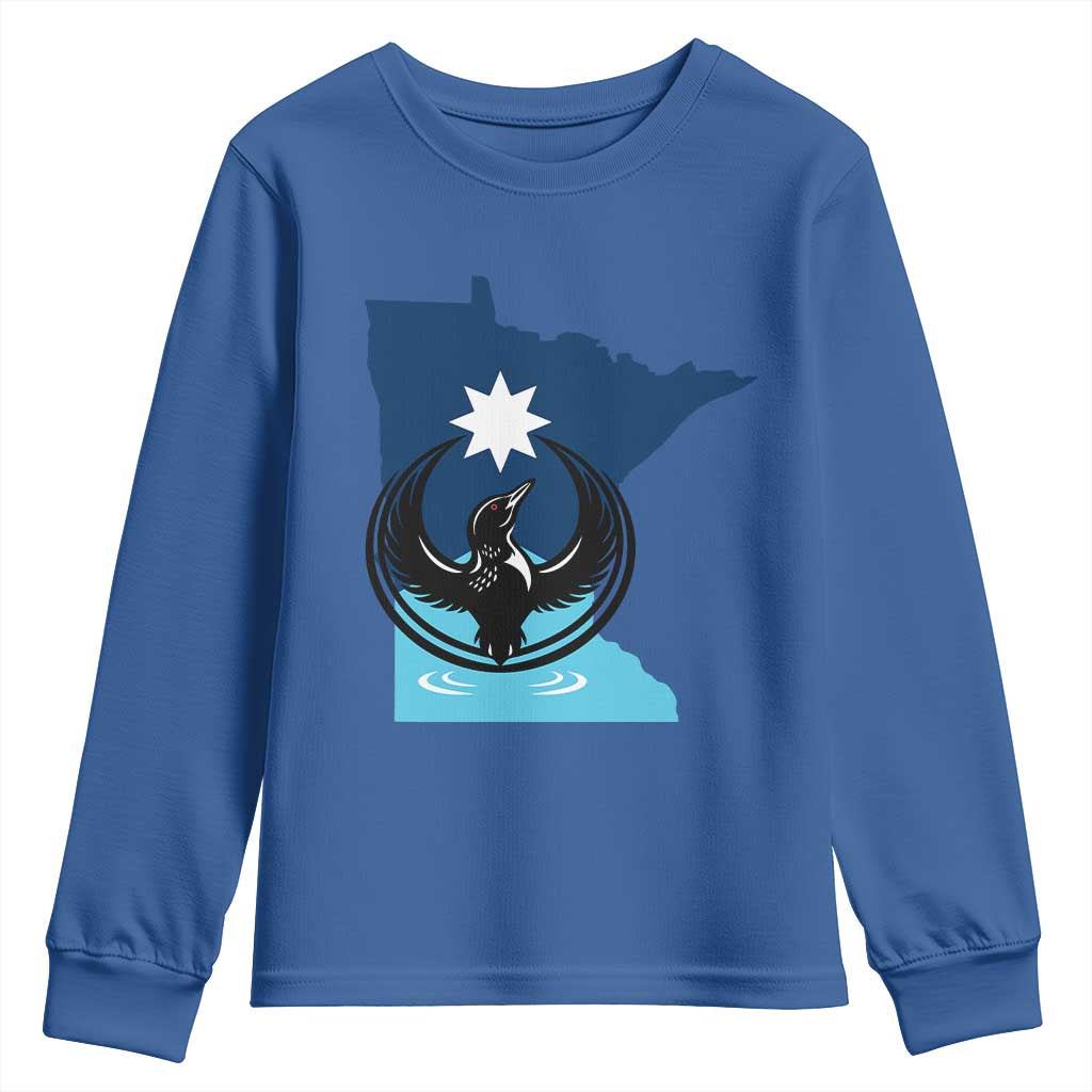 Minnesota Loon Rising Youth Sweatshirt Star Emblem MN State Flag Pride TS02 Royal Blue Print Your Wear