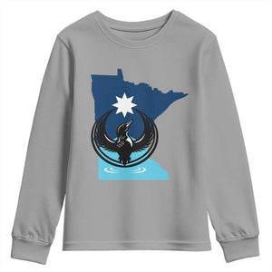 Minnesota Loon Rising Youth Sweatshirt Star Emblem MN State Flag Pride TS02 Sport Gray Print Your Wear