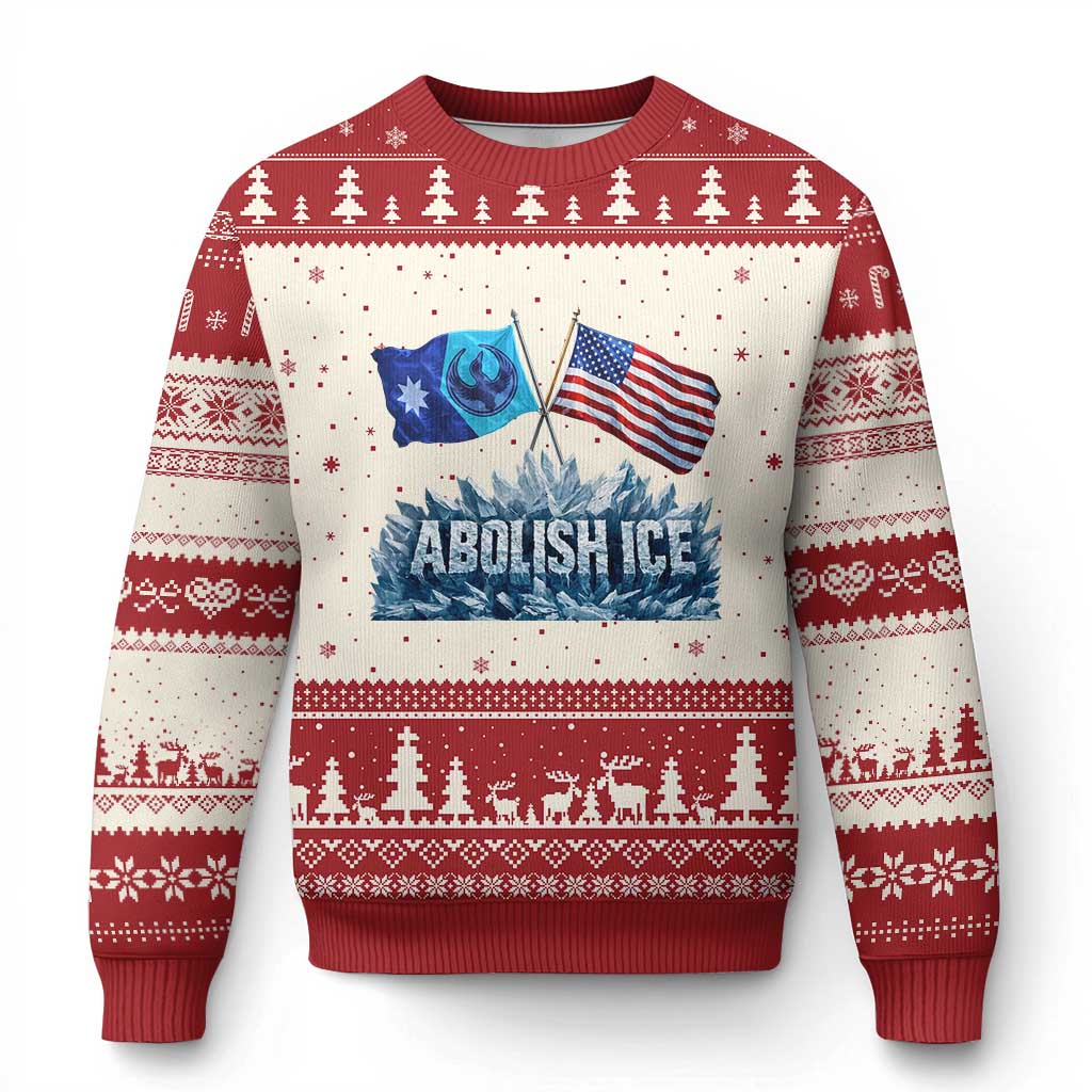 Abolish Ice Minnesota American Flag Ugly Christmas Sweater MN Rebel Loon Resistance Protest TS02 Beige Red Print Your Wear