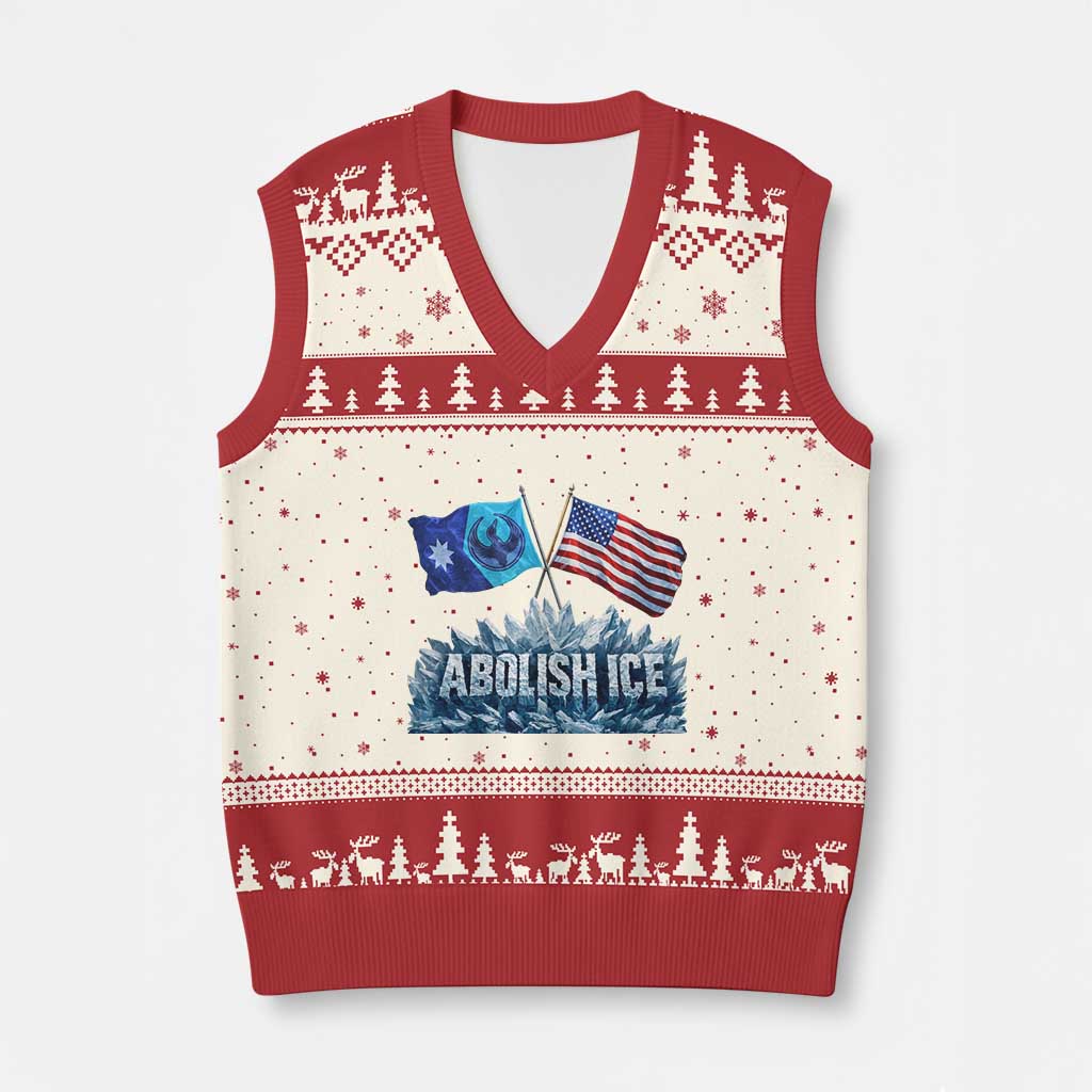 Abolish Ice Minnesota American Flag V-Neck Knit Sweater Vest MN Rebel Loon Resistance Protest TS02 Beige Red Print Your Wear