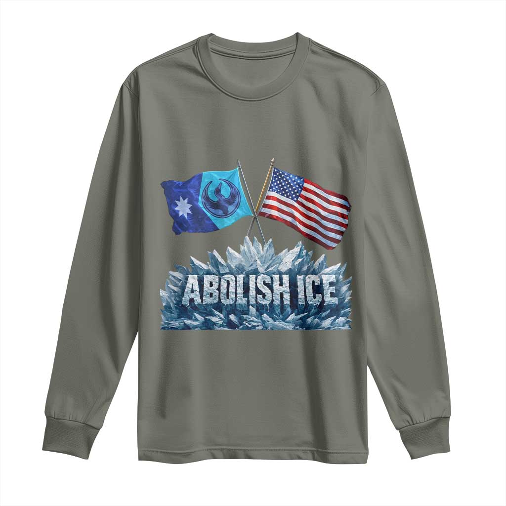 Abolish Ice Minnesota American Flag Long Sleeve Shirt MN Rebel Loon Resistance Protest TS02 Military Green Print Your Wear
