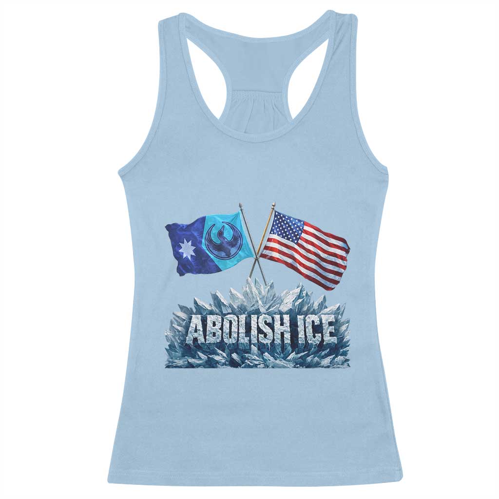 Abolish Ice Minnesota American Flag Racerback Tank Top MN Rebel Loon Resistance Protest TS02 Light Blue Print Your Wear