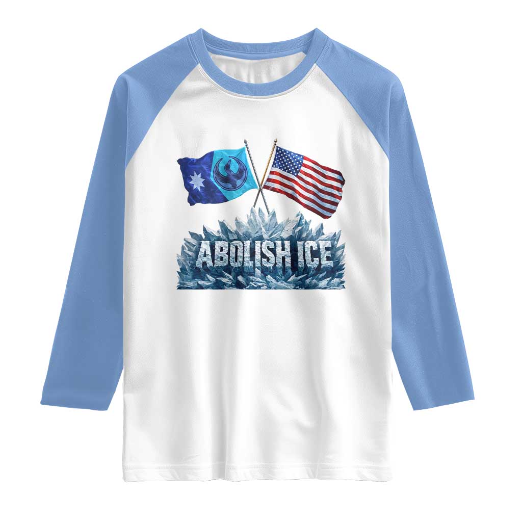 Abolish Ice Minnesota American Flag Raglan Shirt MN Rebel Loon Resistance Protest TS02 White Carolina Blue Print Your Wear