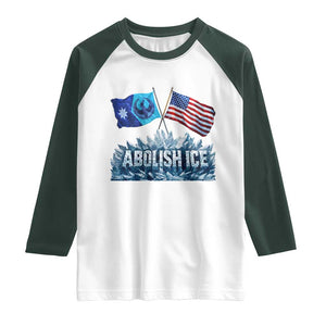 Abolish Ice Minnesota American Flag Raglan Shirt MN Rebel Loon Resistance Protest TS02 White Dark Forest Green Print Your Wear