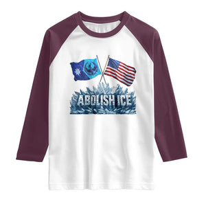 Abolish Ice Minnesota American Flag Raglan Shirt MN Rebel Loon Resistance Protest TS02 White Maroon Print Your Wear