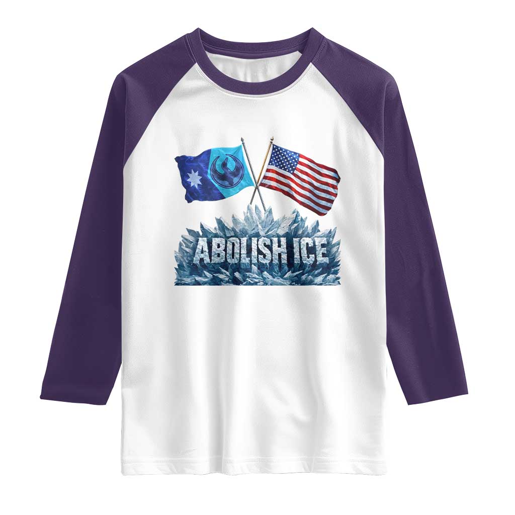 Abolish Ice Minnesota American Flag Raglan Shirt MN Rebel Loon Resistance Protest TS02 White Purple Print Your Wear