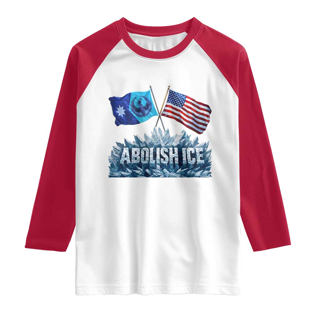 Abolish Ice Minnesota American Flag Raglan Shirt MN Rebel Loon Resistance Protest TS02 White Red Print Your Wear