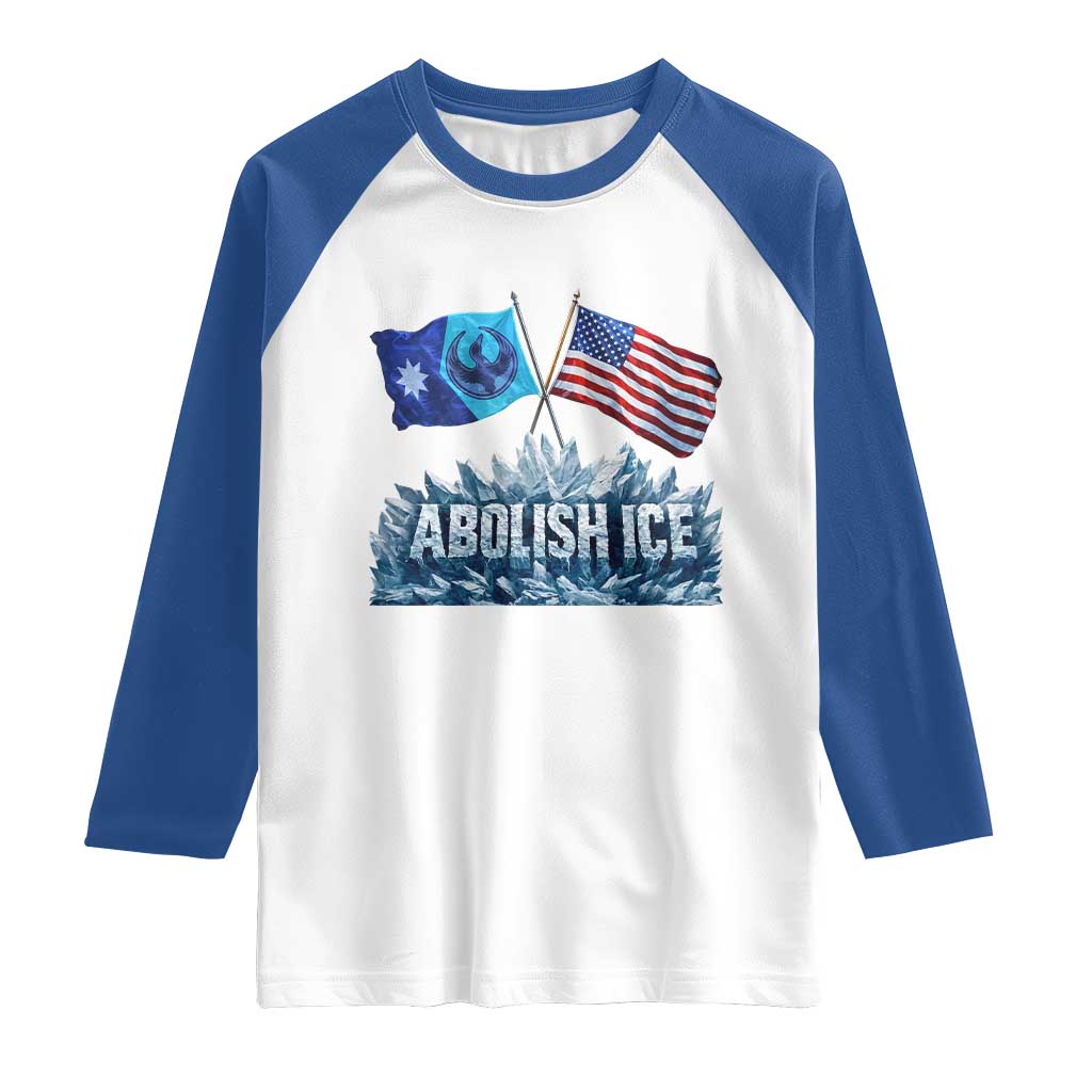 Abolish Ice Minnesota American Flag Raglan Shirt MN Rebel Loon Resistance Protest TS02 White Royal Print Your Wear