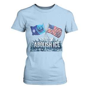 Abolish Ice Minnesota American Flag T Shirt For Women MN Rebel Loon Resistance Protest TS02 Light Blue Print Your Wear