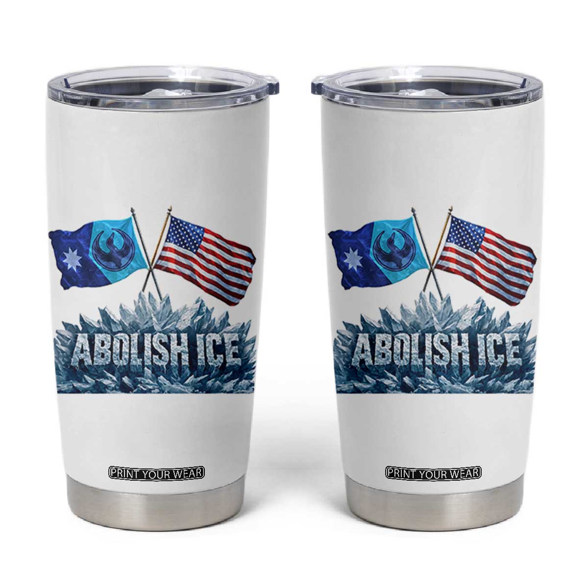 Abolish Ice Minnesota American Flag Tumbler Cup MN Rebel Loon Resistance Protest TS02 White Print Your Wear