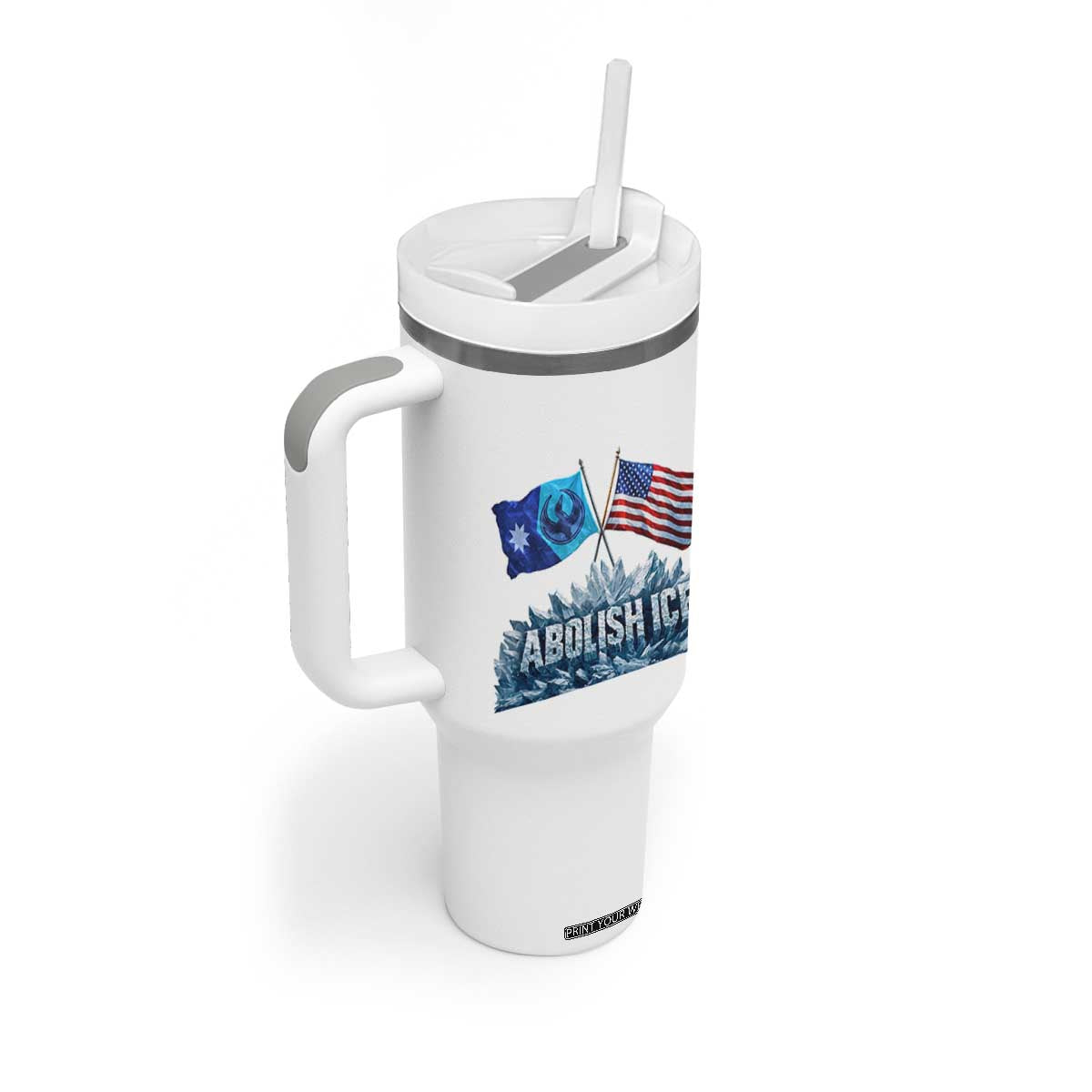 Abolish Ice Minnesota American Flag Tumbler With Handle MN Rebel Loon Resistance Protest TS02 Print Your Wear