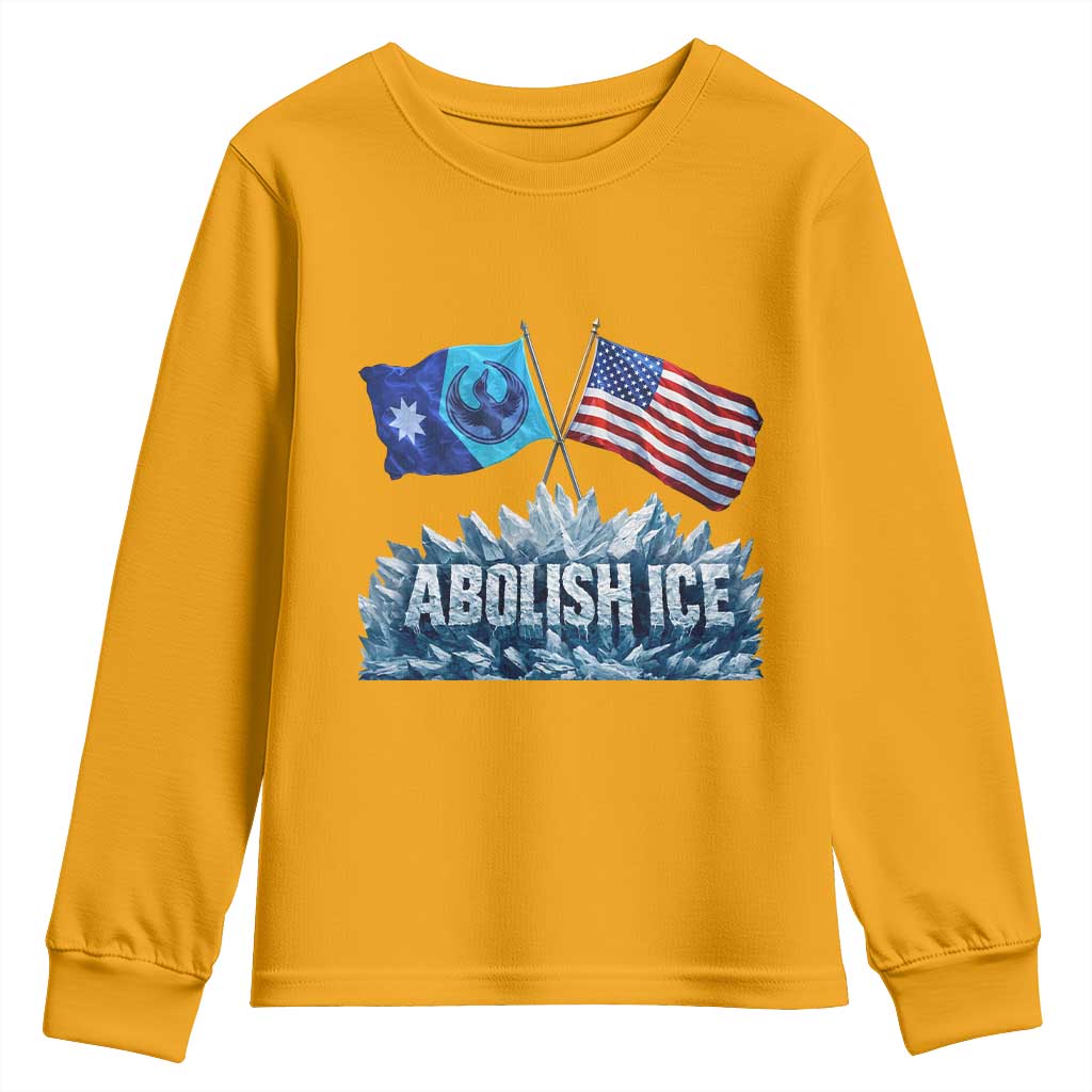 Abolish Ice Minnesota American Flag Youth Sweatshirt MN Rebel Loon Resistance Protest TS02 Gold Print Your Wear