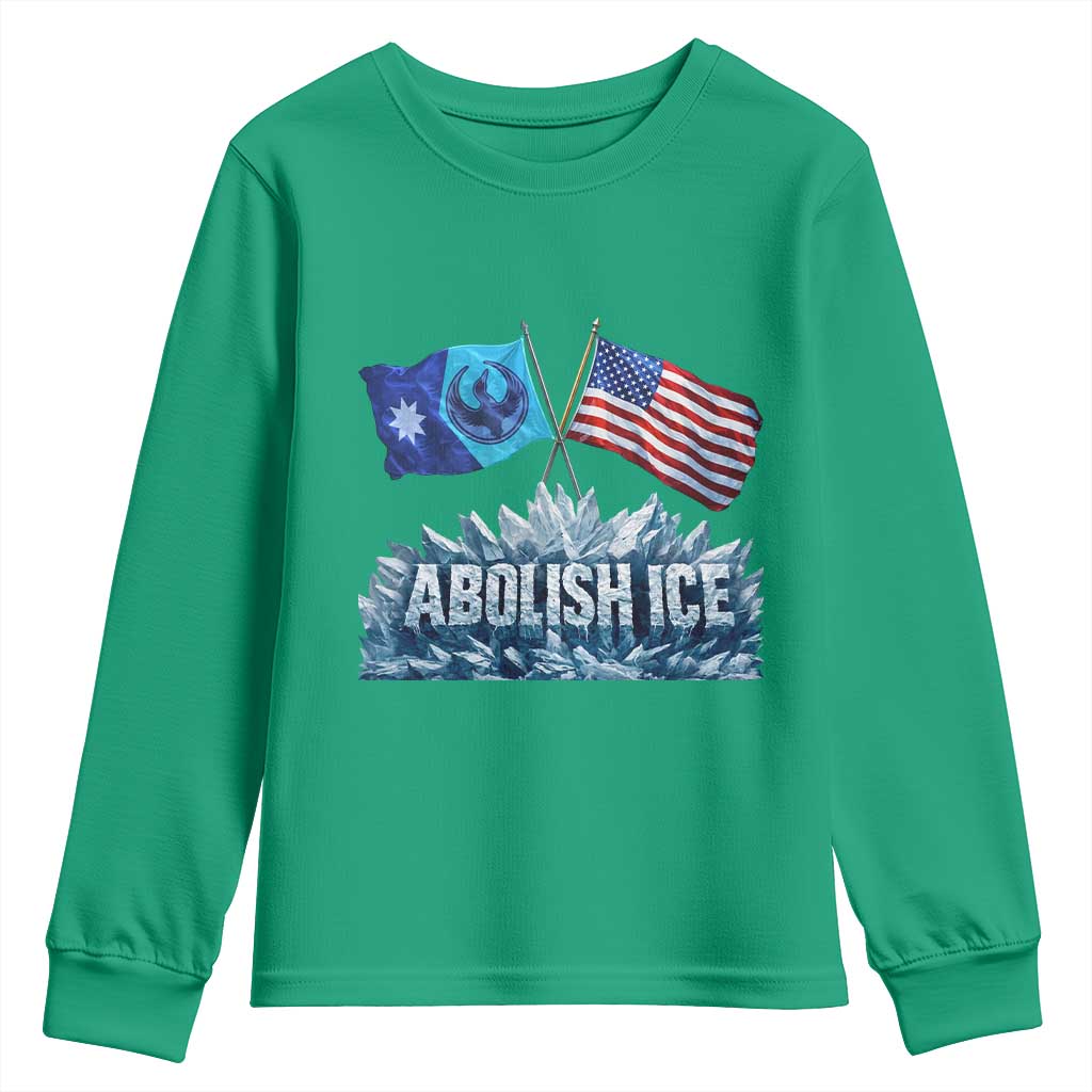 Abolish Ice Minnesota American Flag Youth Sweatshirt MN Rebel Loon Resistance Protest TS02 Irish Green Print Your Wear