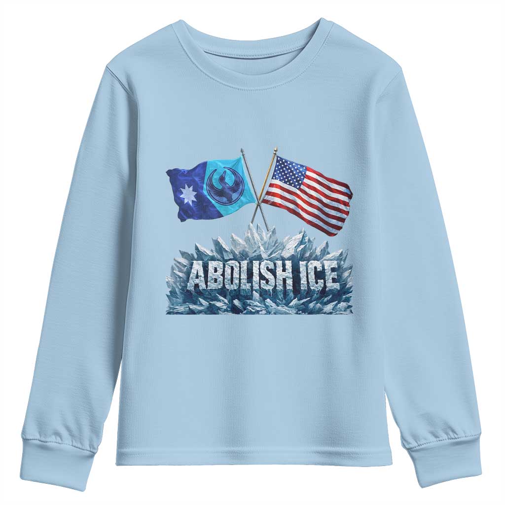 Abolish Ice Minnesota American Flag Youth Sweatshirt MN Rebel Loon Resistance Protest TS02 Light Blue Print Your Wear