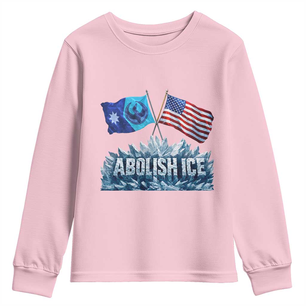 Abolish Ice Minnesota American Flag Youth Sweatshirt MN Rebel Loon Resistance Protest TS02 Light Pink Print Your Wear