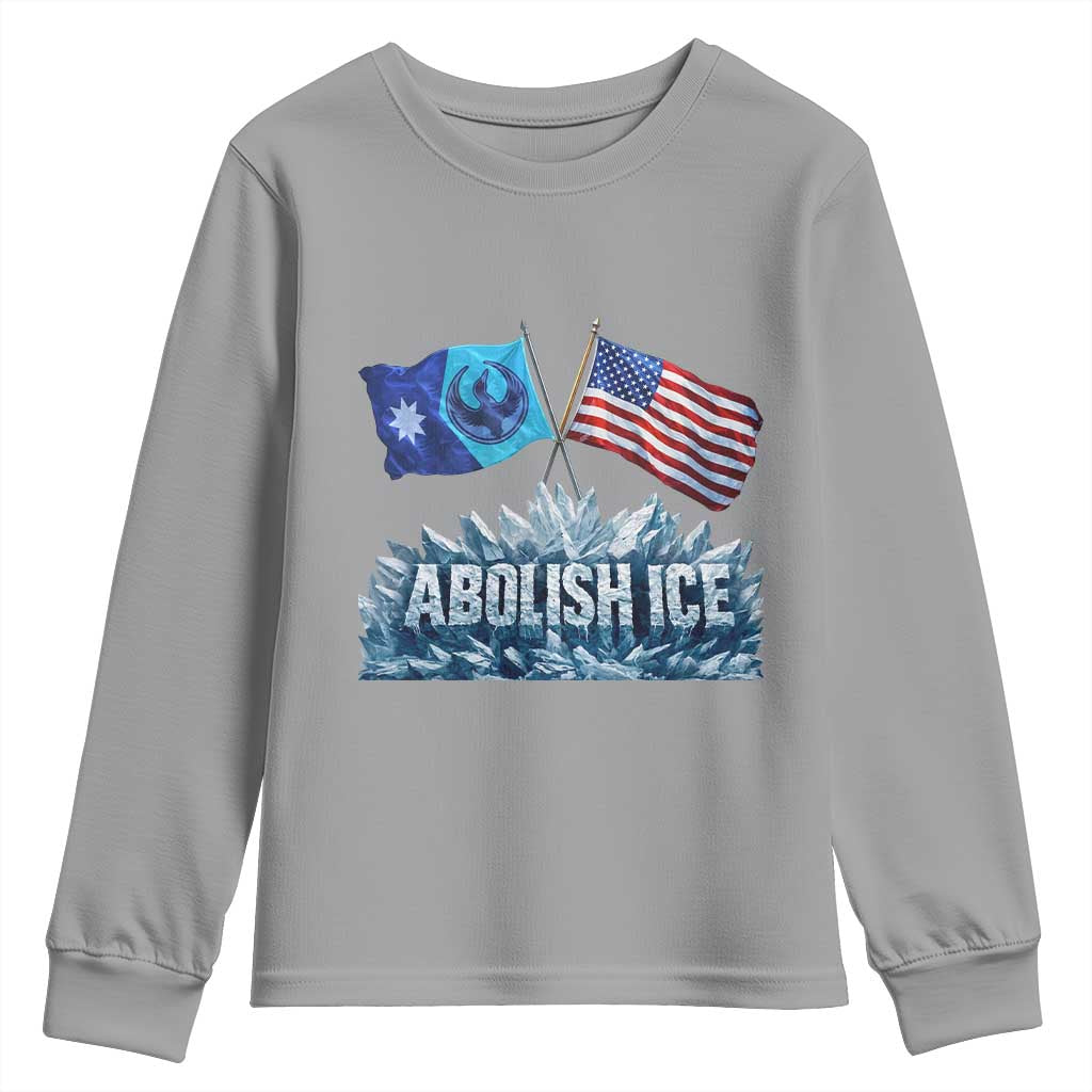 Abolish Ice Minnesota American Flag Youth Sweatshirt MN Rebel Loon Resistance Protest TS02 Sport Gray Print Your Wear