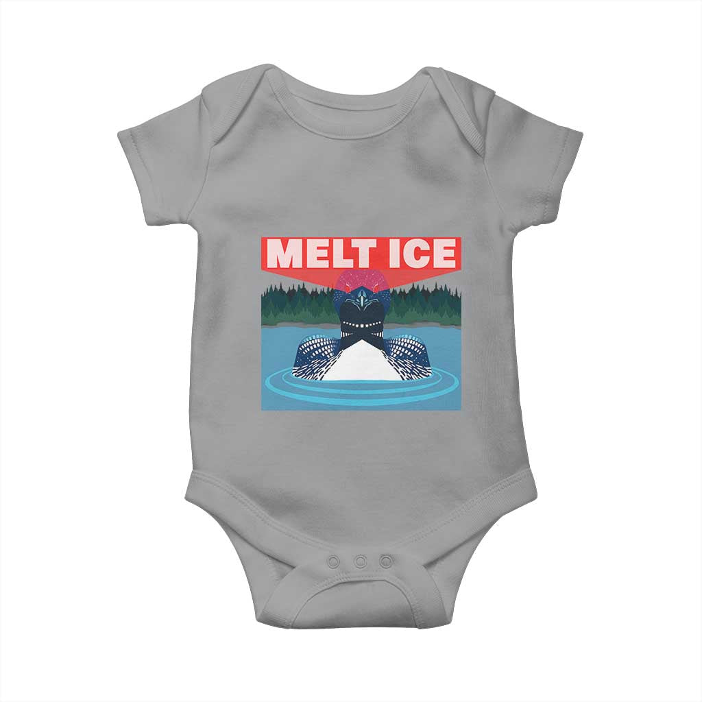 Melt Ice Red Eye Laser Loon Baby Onesie Political Resistance Minnesota Protest TS02 Sport Gray Print Your Wear