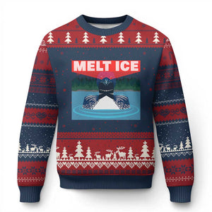 Melt Ice Red Eye Laser Loon Ugly Christmas Sweater Political Resistance Minnesota Protest TS02 Navy Red Print Your Wear