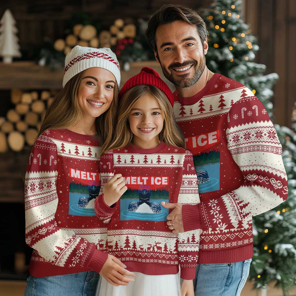 Melt Ice Red Eye Laser Loon Ugly Christmas Sweater Political Resistance Minnesota Protest TS02 Red Beige Print Your Wear