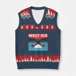 Melt Ice Red Eye Laser Loon V-Neck Knit Sweater Vest Political Resistance Minnesota Protest TS02 Navy Red Print Your Wear