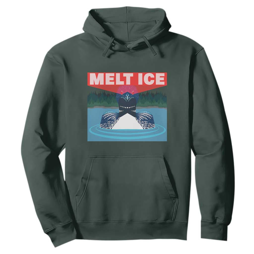 Melt Ice Red Eye Laser Loon Hoodie Political Resistance Minnesota Protest TS02 Dark Forest Green Print Your Wear