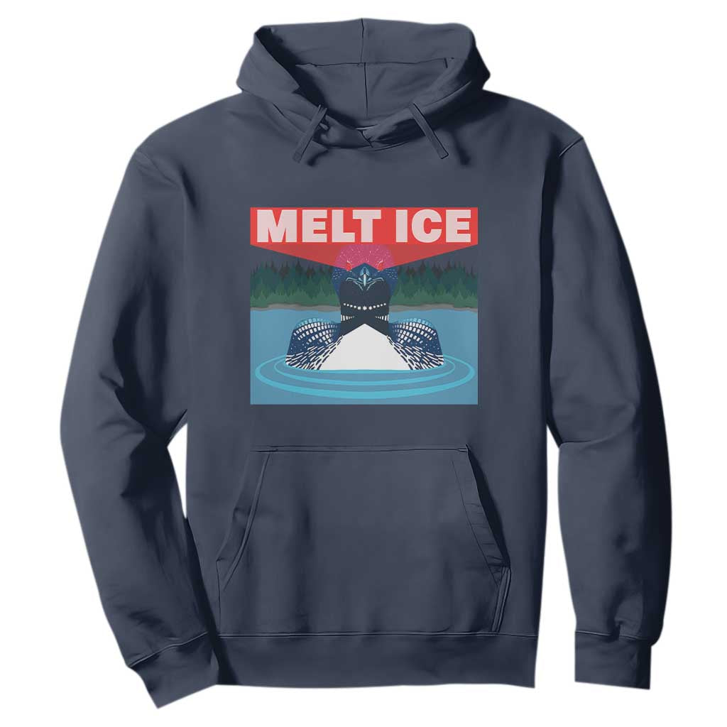 Melt Ice Red Eye Laser Loon Hoodie Political Resistance Minnesota Protest TS02 Navy Print Your Wear
