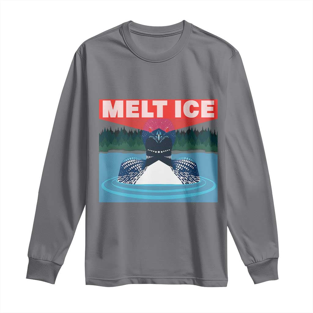 Melt Ice Red Eye Laser Loon Long Sleeve Shirt Political Resistance Minnesota Protest TS02 Charcoal Print Your Wear
